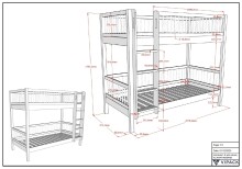 Etagenbett >Buche Massiv< in weiß lackiert - 207,5x175,4x97,5 (BxHxT)