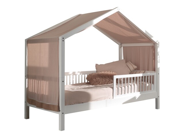 Hausbett >Buche Massiv< in Buche massiv weiß lackiert - 207,5x170x97,5 (BxHxT)