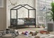 Hausbett >Junior< in Kiefer Anthrazit, Massivholz - 148x150,6x75,8cm (BxHxT)