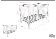 Babybett >Dino< in Buche Weiß, Massivholz - 124,4x84,4x65,4cm (BxHxT)