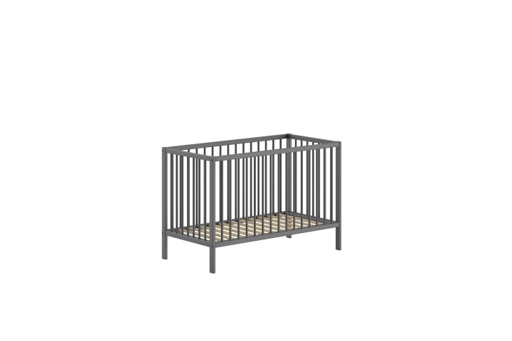 Babybett >Dino< in Buche Anthrazit, Massivholz - 124,4x84,4x65,4cm (BxHxT)