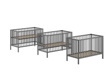 Babybett >Dino< in Buche Anthrazit, Massivholz - 124,4x84,4x65,4cm (BxHxT)