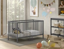 Babybett >Dino< in Buche Anthrazit, Massivholz -...