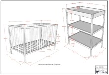 Babymöbel-Set >Dino< in Buche Anthrazit, Massivholz - 124,4x84,4x65,4cm (BxHxT)
