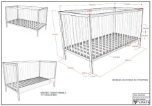 Babymöbel-Set >Dino< in Buche Anthrazit, Massivholz - 144x84,4x75,5cm (BxHxT)