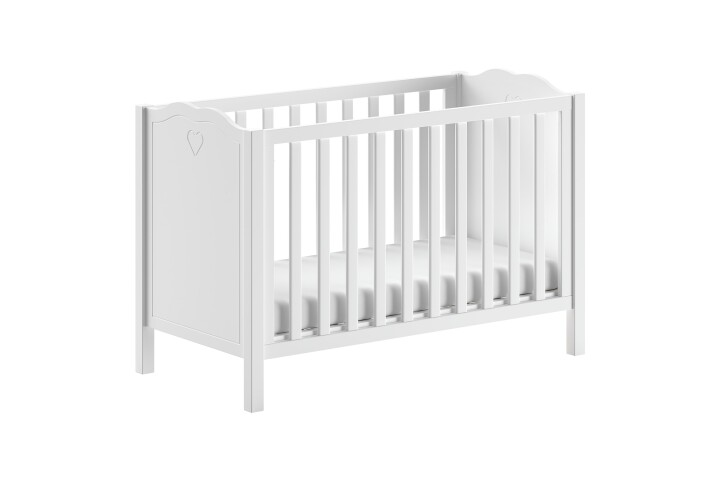 Babybett >Amori< in Weiß, Holzwerkstoff - 129x88,1x66,9cm (BxHxT)