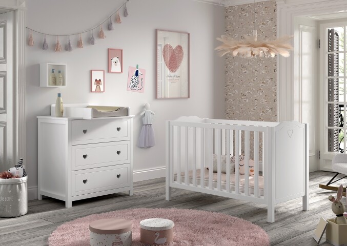 Babymöbel-Set >Amori< (3-teilig) in Weiß, Holzwerkstoff