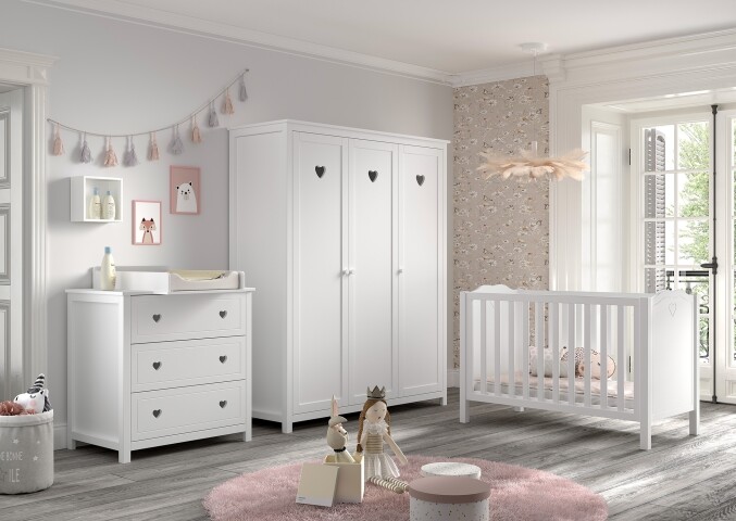 Babymöbel-Set >Amori< (4-teilig) in Weiß, Holzwerkstoff