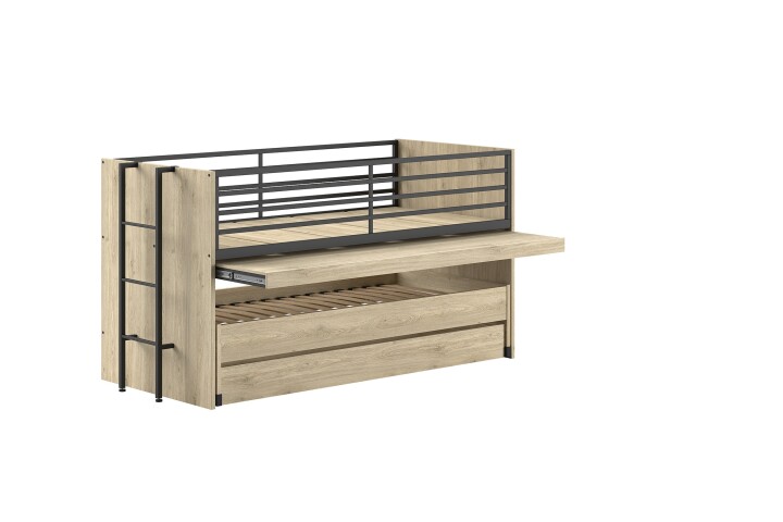 Hochbett >Sam< in Eiche Melamin Dekor - 219x219x116,6x98 (LxBxHxT)