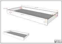 Hochbett >Sam< in Eiche Melamin Dekor - 219x219x116,6x98 (LxBxHxT)