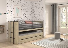 Hochbett >Sam< in Eiche Melamin Dekor - 219x219x116,6x98 (LxBxHxT)