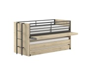 Hochbett >Sam< in Eiche Melamin Dekor - 219x219x116,6x98 (LxBxHxT)