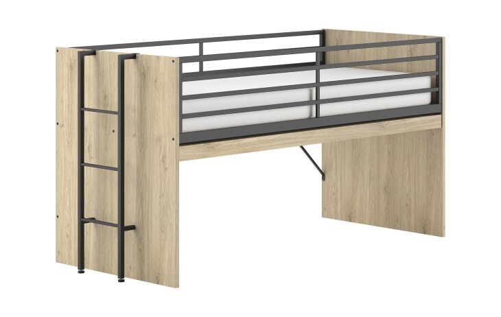 Hochbett >Sam< in Eiche Melamin Dekor - 219x219x116,6x98 (LxBxHxT)