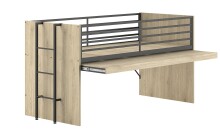 Hochbett >Sam< in Eiche Melamin Dekor - 219x219x116,6x98 (LxBxHxT)