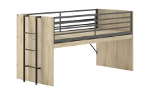 Hochbett >Sam< in Eiche Melamin Dekor - 219x219x116,6x98 (LxBxHxT)