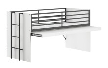Hochbett >Sam< in Weiß Melamin Dekor, Holzwerkstoff - 219x116,6x98cm (BxHxT)
