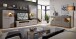 Barschrank >Kathlin< Barfach, Stauraum, LED, basalt / Eiche Dekor - 120x129x37 (BxHxT)