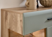 Wohnwand >Kathlin< (3-teilig) in schilfgrün / Eiche Dekor - ca. 250x180x47cm (BxHxT)