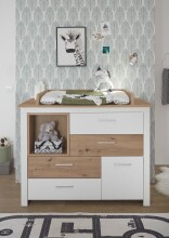 Wickelkommode >Filou< in Weiß / Artisan Eiche...