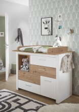 Wickelkommode >Filou< in Weiß / Artisan Eiche Dekor - 120x104x78 (BxHxT)