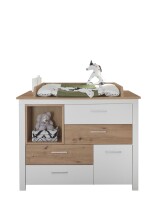 Wickelkommode >Filou< in Weiß / Artisan Eiche Dekor - 120x104x78 (BxHxT)