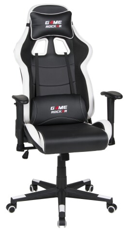 Gaming-Stuhl >Game-Rocker< Racer-Design in schwarz / weiß - 66x128x66cm (BxHxT)