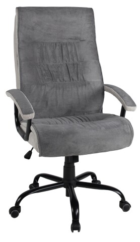 Chefsessel >Darius< ergonomisch, Kordstoffbezug Dunkelgrau / Hellgrau - 75x113x75 (BxHxT)
