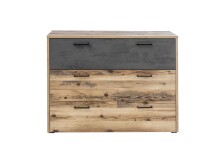 Schubkastenkommode >ALICANTE< 3 Schubladen, Alpine Lodge / Betonoxid - 120x89,4x38 (BxHxT)