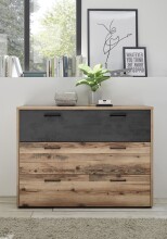Schubkastenkommode >ALICANTE< 3 Schubladen, Alpine Lodge / Betonoxid - 120x89,4x38 (BxHxT)