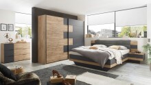 Schwebetürenschrank >LINEA< in Bartex Eiche / Graphit - 270x211x58cm (BxHxT)