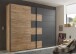 Schwebetürenschrank >LINEA< in Bartex Eiche / Graphit - 270x211x58cm (BxHxT)