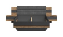 Bettanlage >LINEA< in Bartex Eiche / Graphit - 296x97x210cm (BxHxT)