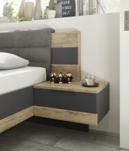 Bettanlage >LINEA< in Bartex Eiche / Graphit - 296x97x210cm (BxHxT)