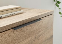 Schubkastenkommode >LINEA< 3 Schubladen, Bartex Eiche / Graphit - 120x89x40cm (BxHxT)