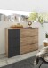 Schubkastenkommode >LINEA< 3 Schubladen, Bartex Eiche / Graphit - 120x89x40cm (BxHxT)