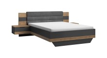 Schlafzimmer-Set >LINEA< (3-teilig) Bartex Eiche/Graphit, Schrank 280x215x60, Bett 296x97x210