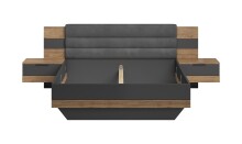 Schlafzimmer-Set >LINEA< (2-teilig) Bartex Eiche/Graphit, Schrank 280x215x58, Bett 296x97x210