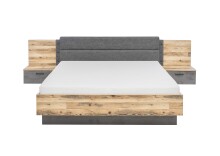 Schlafzimmer-Set >ALICANTE< (2-teilig) Alpine / Beton, Schrank 270x210x60, Bett 305,6x99,5x213,4
