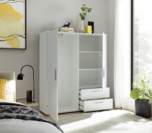 Kleiderschrank >ADELINE< Garderobenschrank, Mehrzweckschrank, weiß - 120x140x38cm (BxHxT)