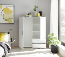 Kleiderschrank >ADELINE< Garderobenschrank, Mehrzweckschrank, weiß - 120x140x38cm (BxHxT)