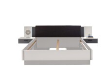 Bettanlage >ASCHAU< 180x200cm Liegefläche, Weiß / Graphit - 305x93x210cm (BxHxT)