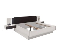 Schlafzimmer-Set >Maturs< (2-teilig) weiss/Graphit - Schrank 267x205x57cm, Bett 305x93x210cm