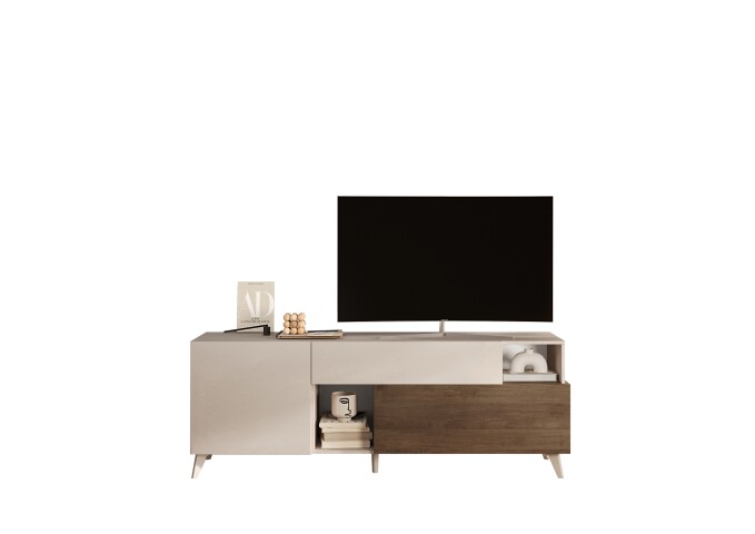Lowboard >Morena< soft-close, Cashmere / Mercure, Holzwerkstoff - 181x67x42cm (BxHxT)