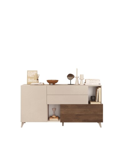 Sideboard >Morena< soft-close, Cashmere / Mercure, Holzwerkstoff - 181x94x42cm (BxHxT)