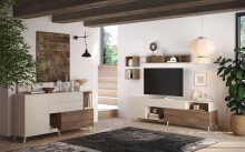 Sideboard >Morena< soft-close, Cashmere / Mercure, Holzwerkstoff - 181x94x42cm (BxHxT)