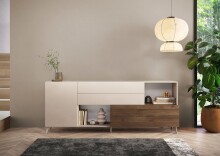 Sideboard >Morena< soft-close, Cashmere / Mercure, Holzwerkstoff - 241x94x42cm (BxHxT)