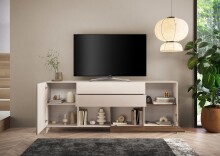 Sideboard >Morena< soft-close, Cashmere / Mercure, Holzwerkstoff - 241x94x42cm (BxHxT)