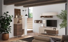 Hochkommode >Morena< soft-close, Cashmere / Mercure, Holzwerkstoff - 81x154x42cm (BxHxT)