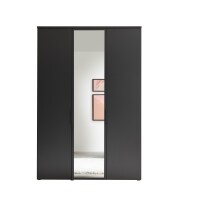 Drehtürenschrank >LOBATO< 3 Türe, Graphit und Spiegel - 151,7x225x52cm (BxHxT)