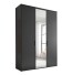 Drehtürenschrank >LOBATO< 3 Türe, Graphit und Spiegel - 151,7x225x52cm (BxHxT)